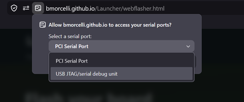 Selecting the device to flash