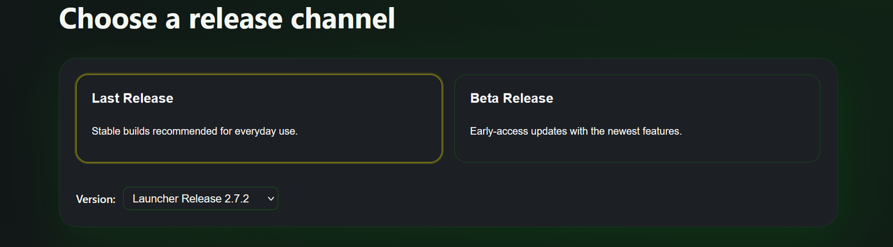 Selecting the release version